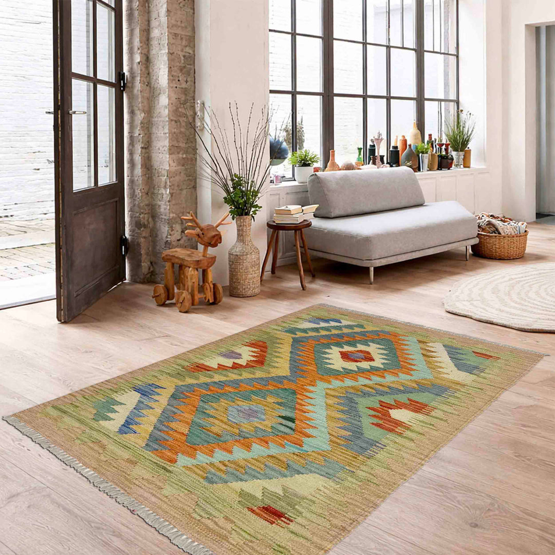 Handmade Vegetable Kilim 2' 8" x 3' 11" - No. AL218547