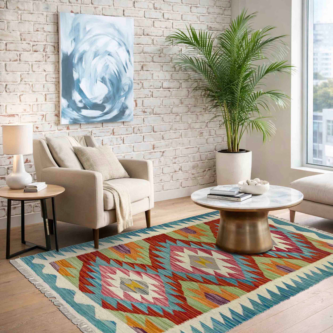 Hand Knotted Flatweave Kilim 2' 4" x 4' 1" - No. AL668849