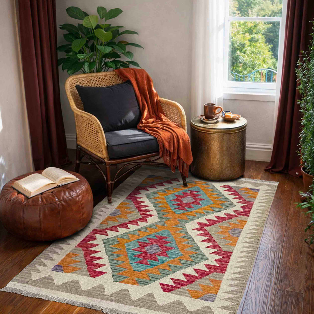 Handmade Afghan Vegetable Kilim 2' 9" x 4' 0" - No. AL328444