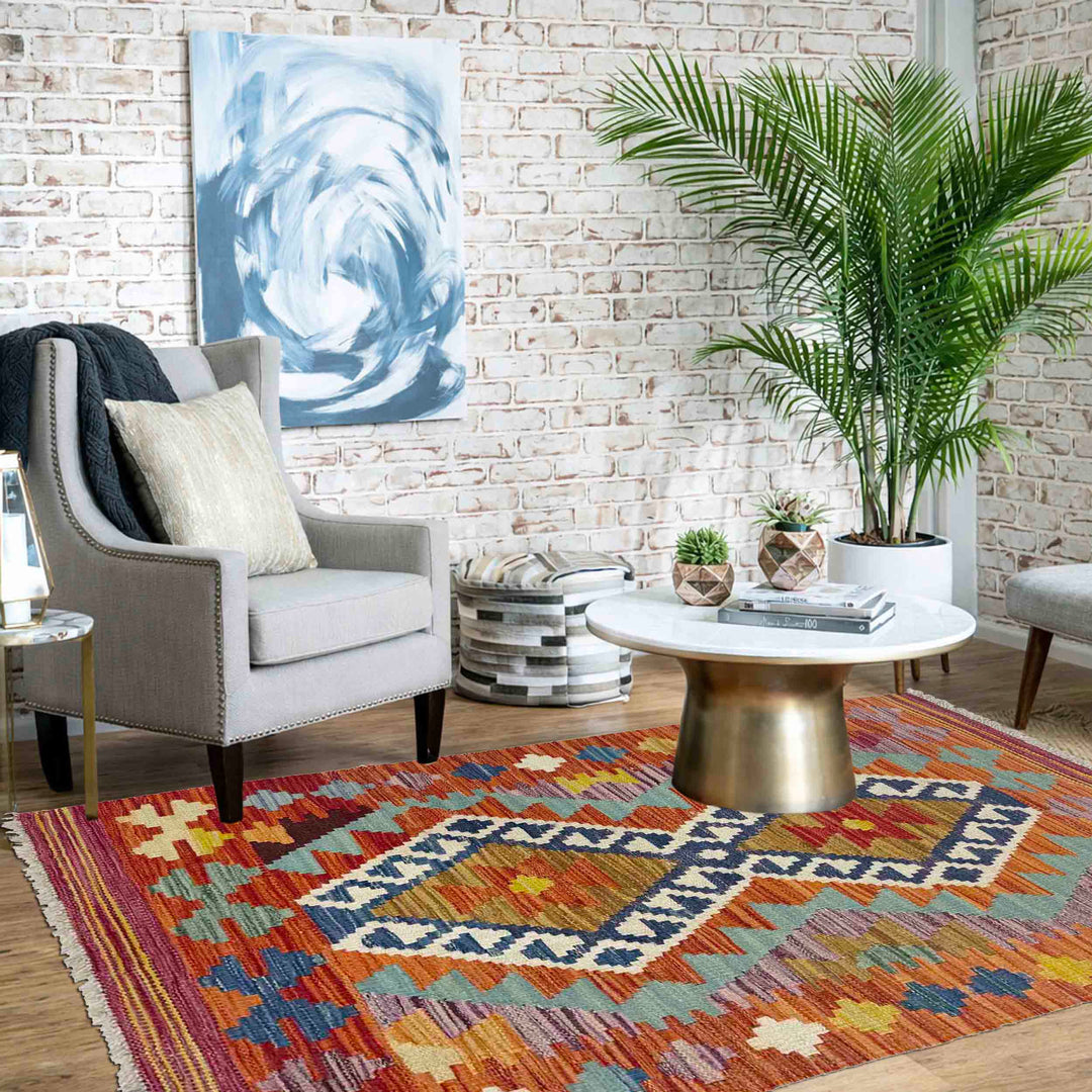 Hand Made Afghan Kilim 2' 1" x 4' 1" - No. AL729900