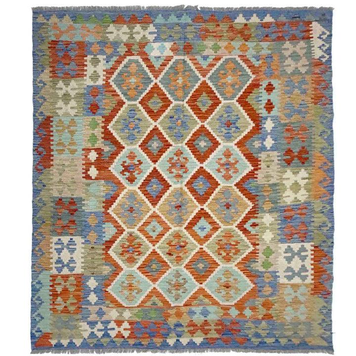 Handmade Afghan Vegetable Kilim 6' 3" x 7' 3" - No. AL544053