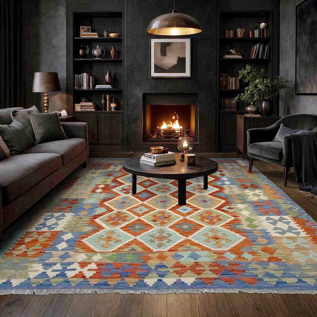 Handmade Afghan Vegetable Kilim 6' 3" x 7' 3" - No. AL544053