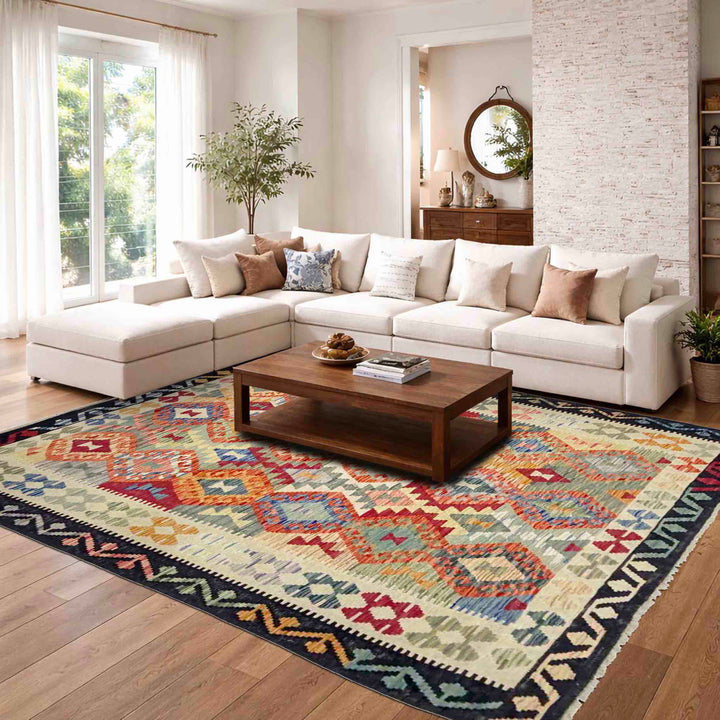 Hand Made Afghan Kilim 5' 9" x 7' 9" - No. AL271302