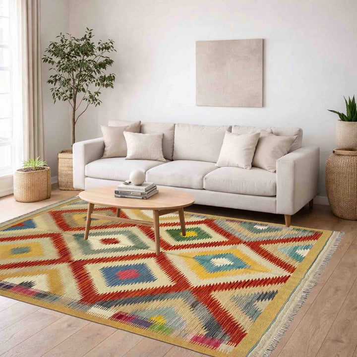 Handmade Vegetable Kelim 4' 11" x 6' 6" - No. AL851419