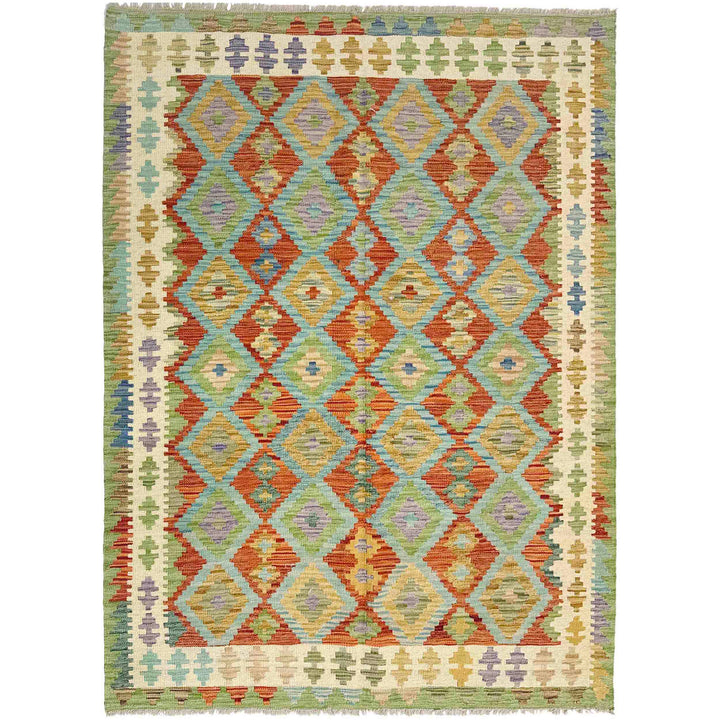 Hand Knotted Afghan Style Kilim 5' 2" x 6' 7" - No. AL861334