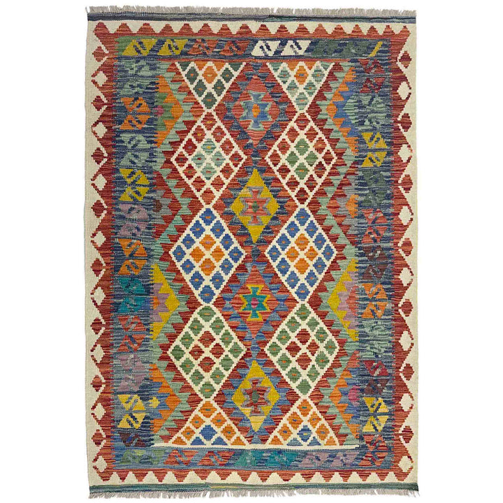 Handmade Afghan Vegetable Kilim 4' 1" x 6' 0" - No. AL298615