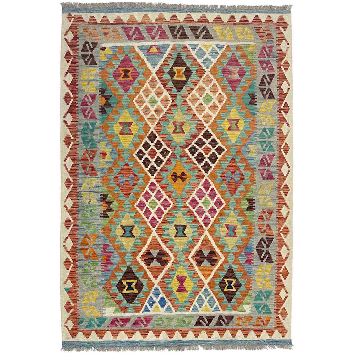 Hand Made Afghan Kilim 3' 11" x 5' 10" - No. AL652718