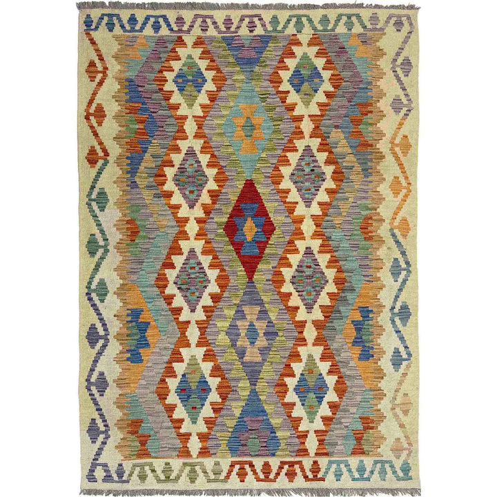 Handmade Vegetable Kilim 4' 0" x 6' 4" - No. AL504635