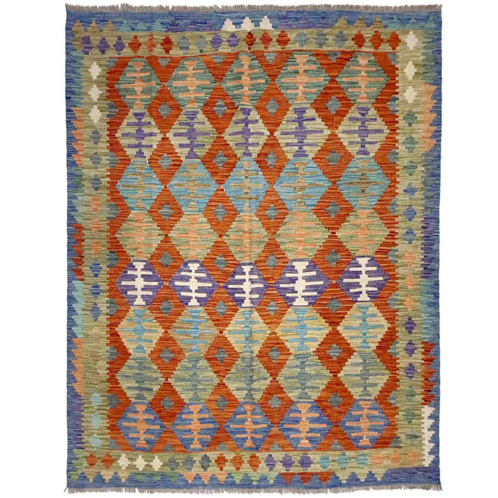 Multi Color ful Flat-Weave Wool Kilim 5' 10" x 7' 6" - No. AL753553