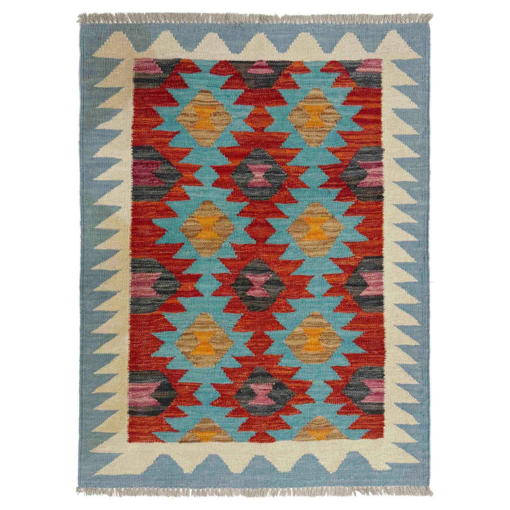Multi Color ful Flat-Weave Wool Kilim 2' 10" x 3' 9" - No. AL574240