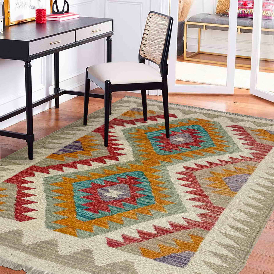 Hand Knotted Afghan Style Kilim 2' 9" x 4' 0" - No. AL702219