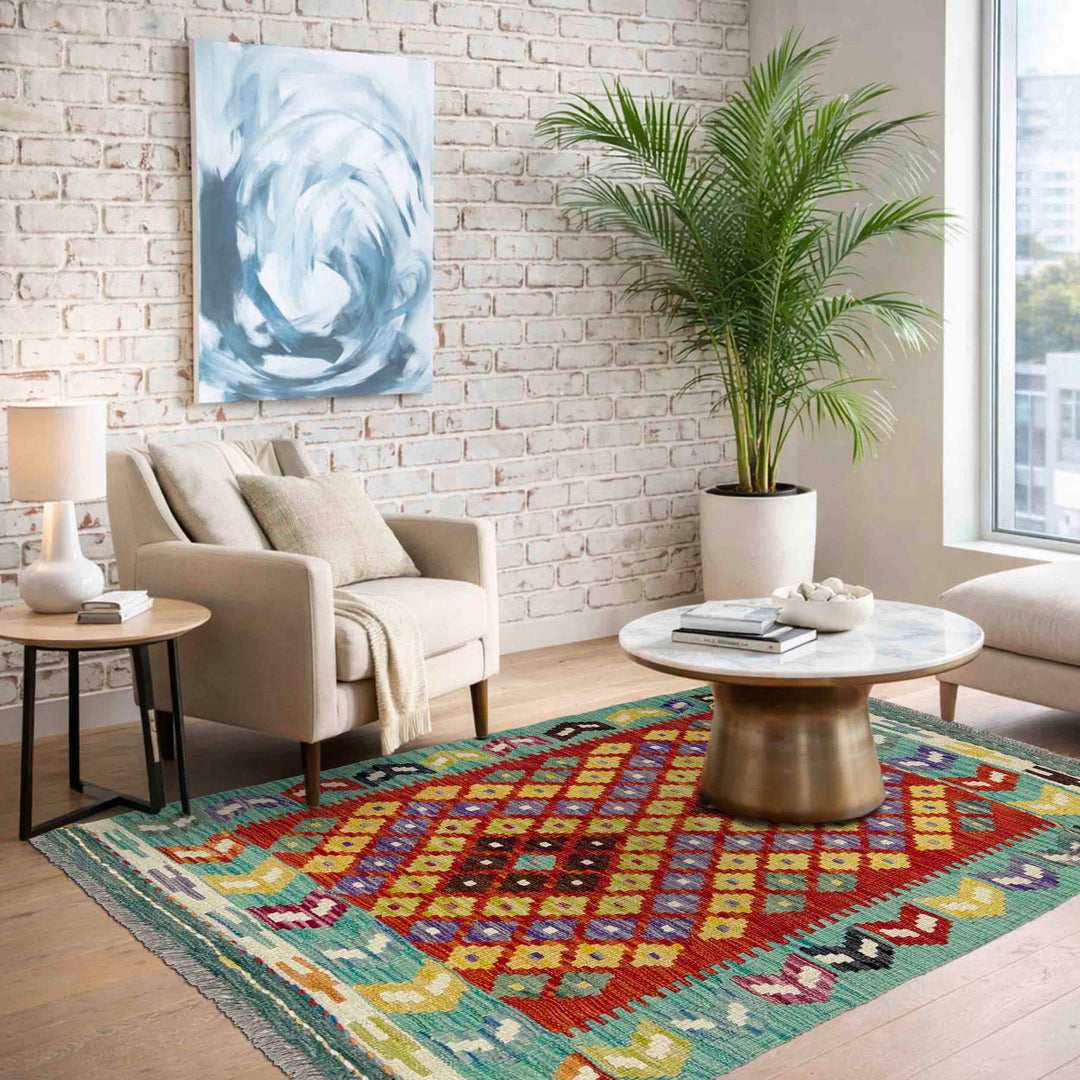 Handmade Turkish Design Wool Kilim 2' 7" x 4' 0" - No. AL225901