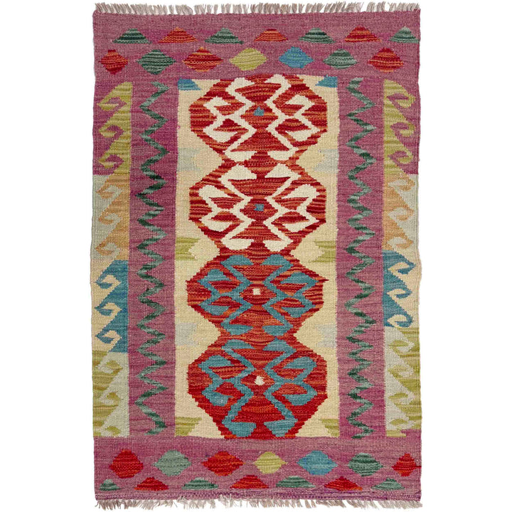 Handmade Afghan Vegetable Kilim 2' 8" x 3' 11" - No. AL364422
