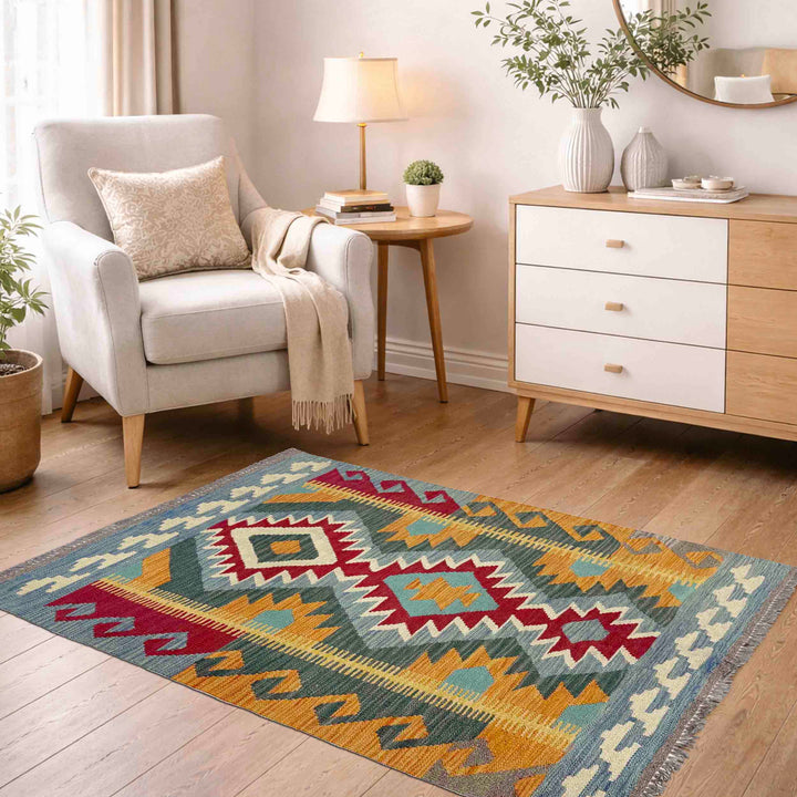 Hand Made Afghan Kilim 2' 11" x 4' 0" - No. AL840406