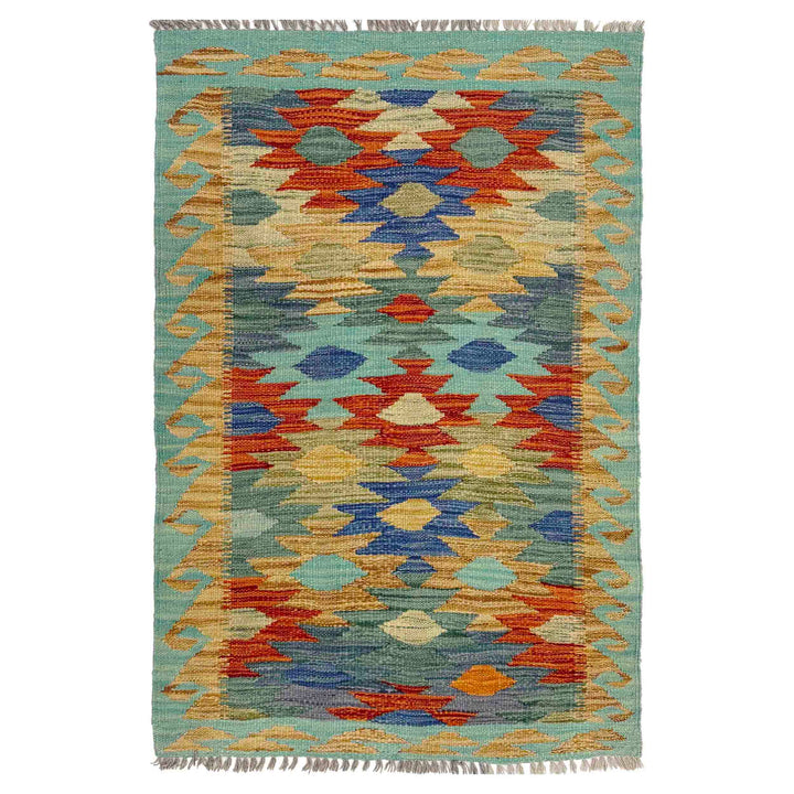 Multi Color ful Flat-Weave Wool Kilim 2' 7" x 4' 1" - No. AL620553