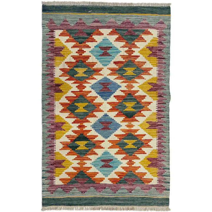 Hand Knotted Afghan Style Kilim 2' 8" x 4' 4" - No. AL488153