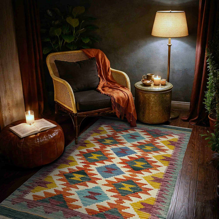 Hand Knotted Afghan Style Kilim 2' 8" x 4' 4" - No. AL488153