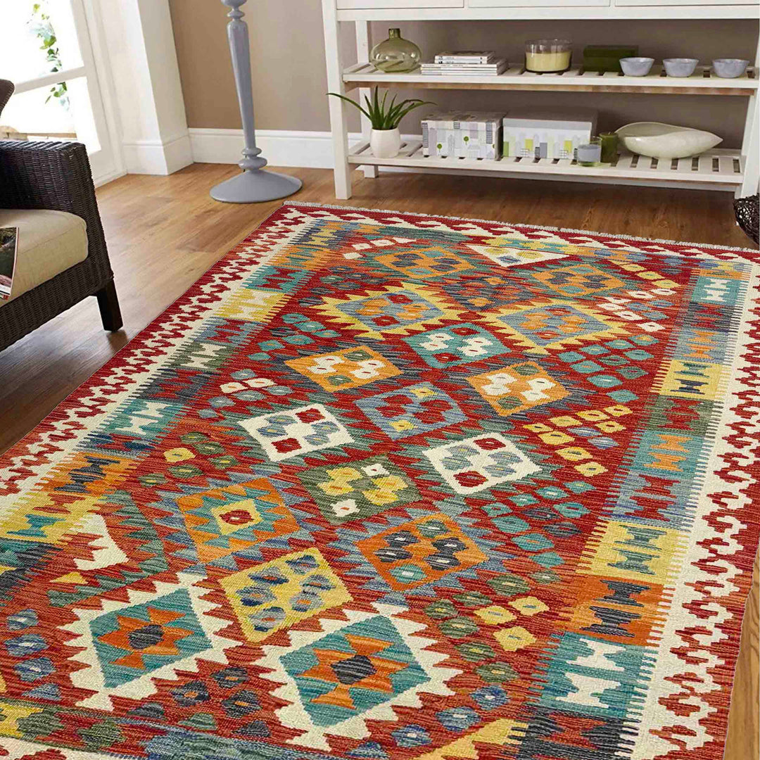 Handmade Vegetable Kelim 4' 4" x 6' 2" - No. AL337162