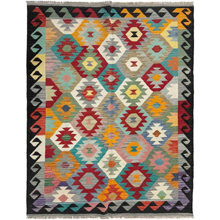 Hand Woven Wool Kelim 4' 11" x 6' 8" - No. AL191070