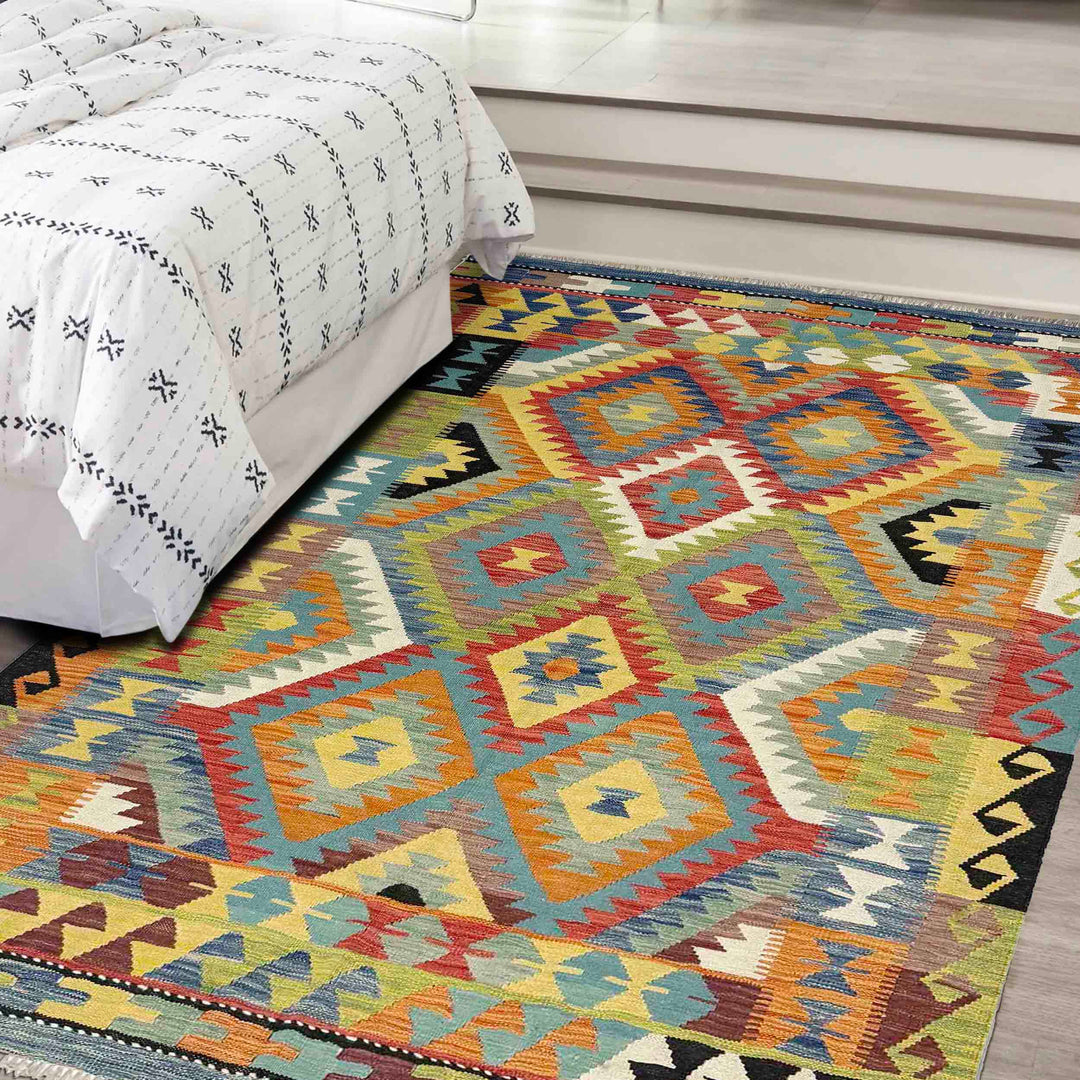 Hand Knotted Flatweave Kilim 4' 11" x 6' 9" - No. AL647560