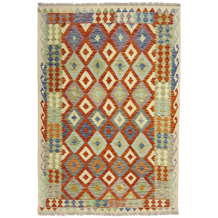 Handmade Afghan Vegetable Kilim 4' 5" x 6' 5" - No. AL644781