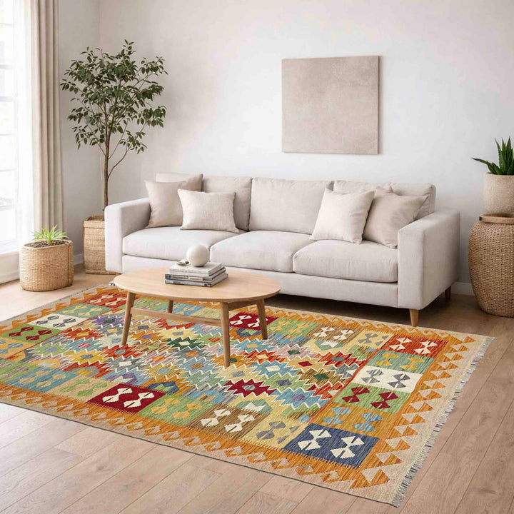 Handmade Vegetable Kilim 5' 0" x 6' 5" - No. AL975901