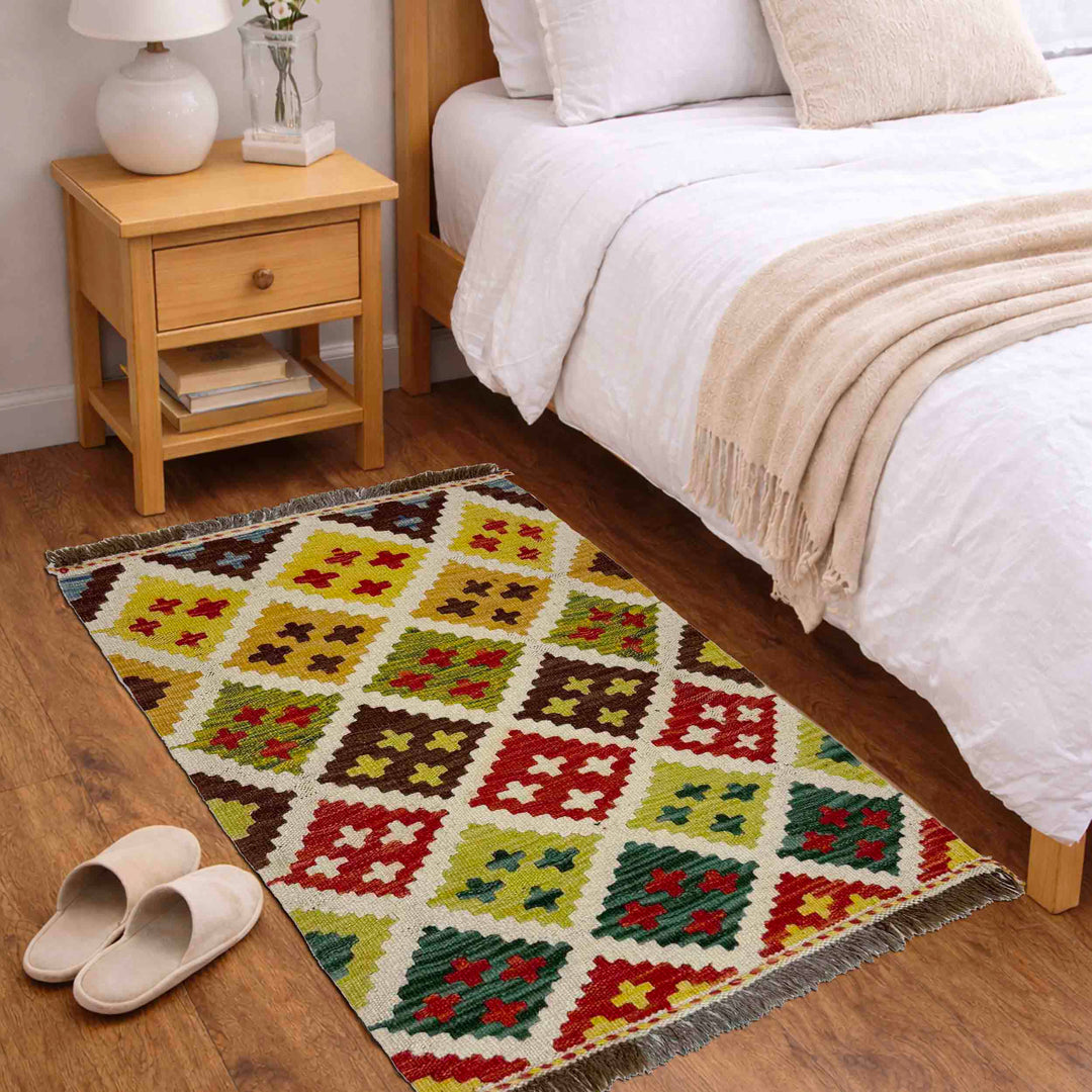 Afghan Vegetable Kilim Rug 2' 1" x 2' 10" Flat-Weave view