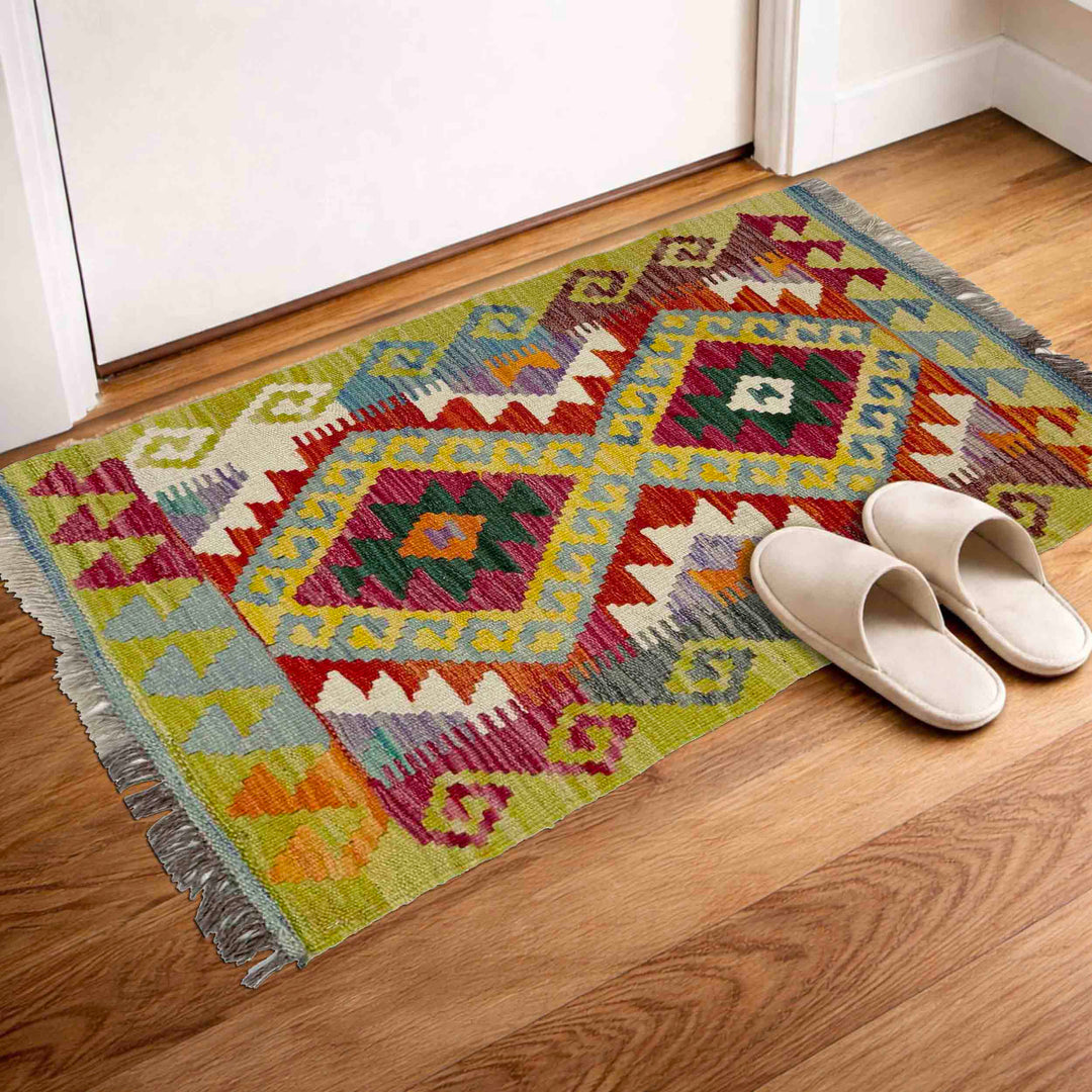 Afghan Vegetable Kilim Rug 1'11" x 3'1" Flat-Weave view