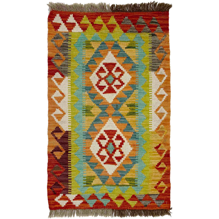 Afghan Vegetable Kilim Rug 2' 0" x 3' 1" Flat-Weave