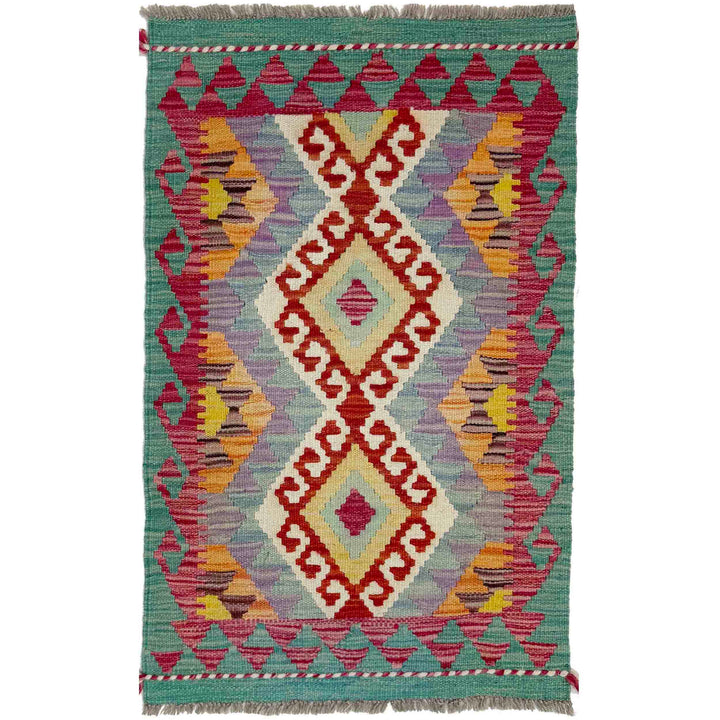 Afghan Vegetable Kilim Rug 1' 10" x 3' 1" Flat-Weave