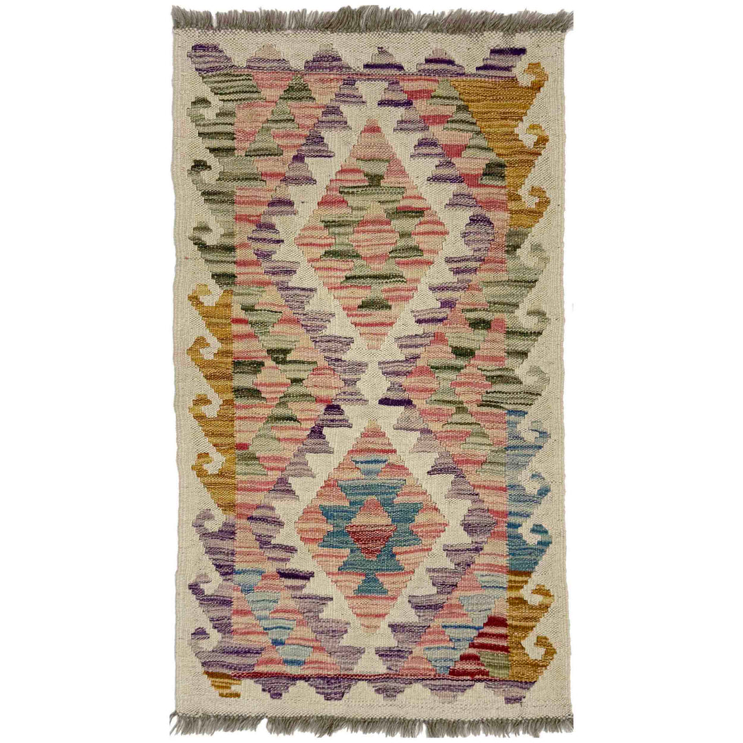 Afghan Vegetable Kilim Rug 1' 10" x 3' 5" Flat-Weave