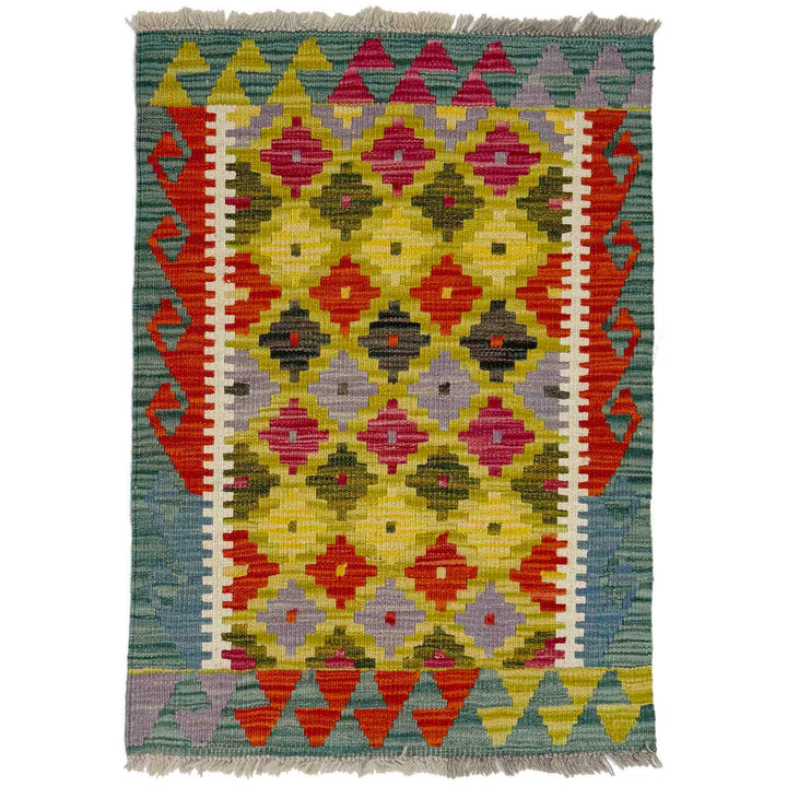 Afghan Vegetable Kilim Rug 2' 0" x 2' 7" Flat-Weave