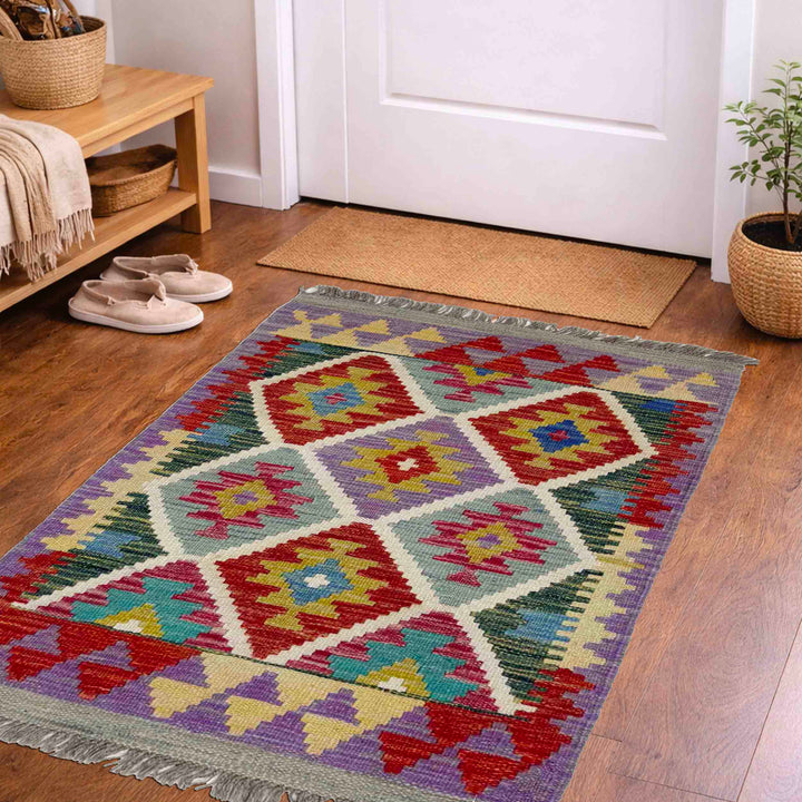 Afghan Vegetable Kilim Rug 1'11" x 3'1" Flat-Weave view