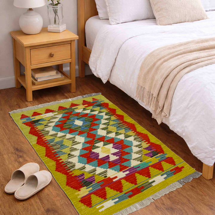Afghan Vegetable Kilim Rug 1' 11" x 2' 11" Flat-Weave view