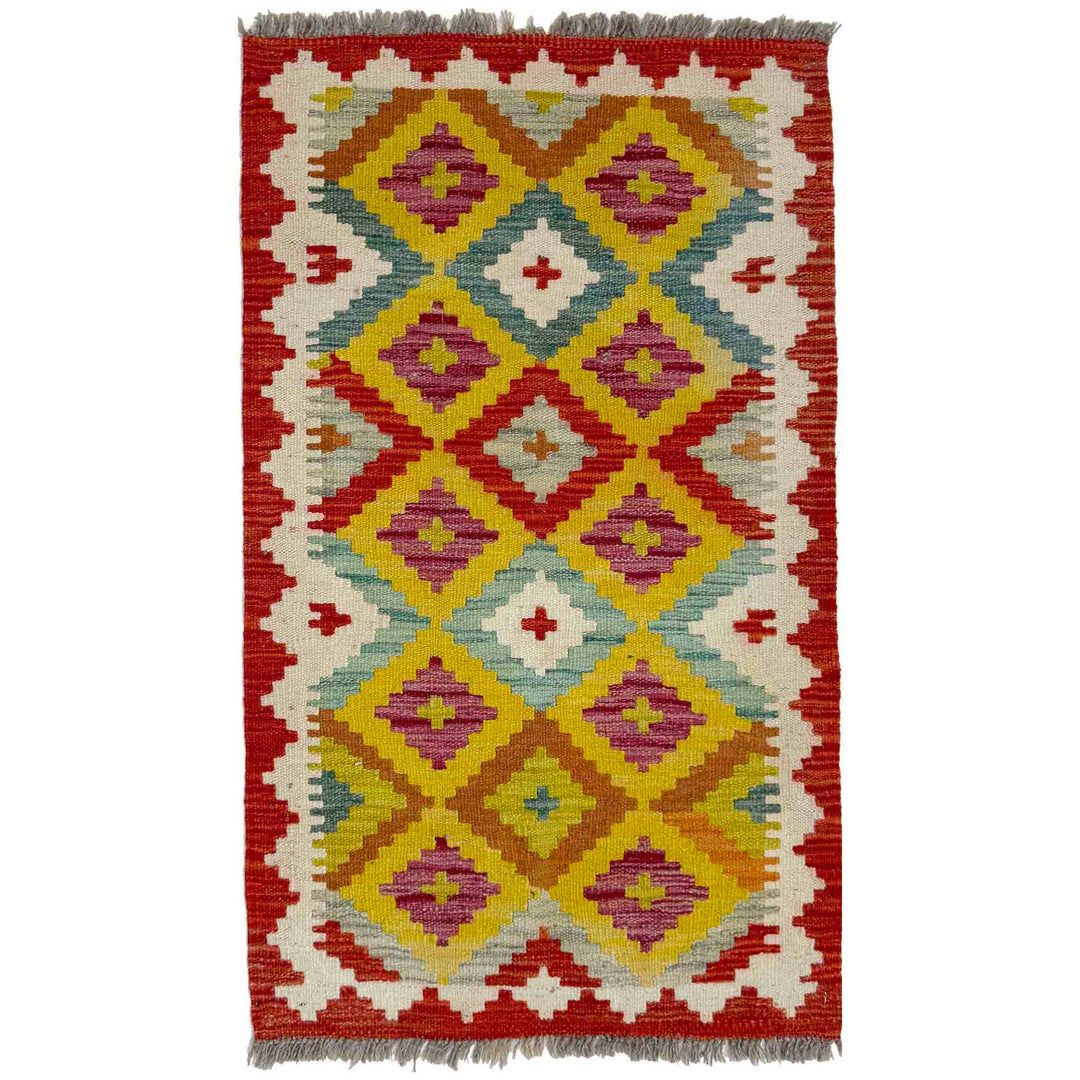 Afghan Vegetable Kilim Rug 2' 0" x 3' 5" Flat-Weave