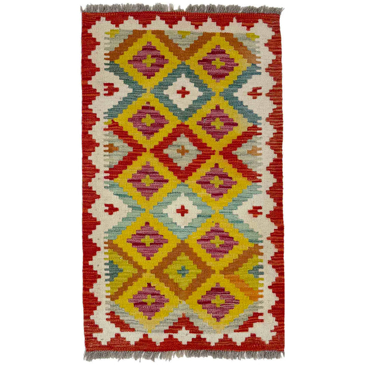 Afghan Vegetable Kilim Rug 2' 0" x 3' 5" Flat-Weave