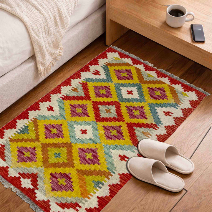Afghan Vegetable Kilim Rug 2' 0" x 3' 5" Flat-Weave view