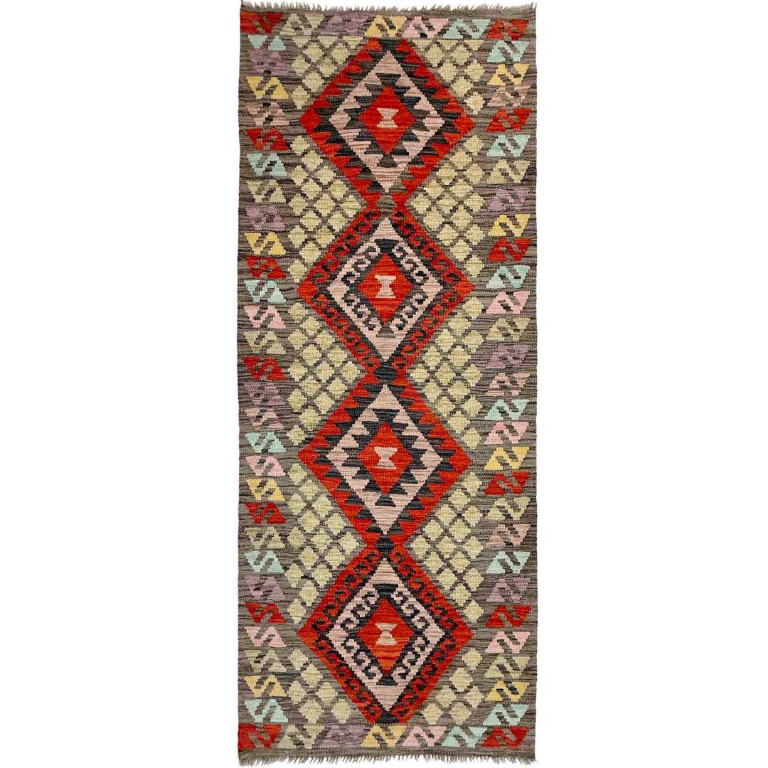 Afghan Vegetable Kilim Runner 2' 8" x 6' 9" Flat-Weave