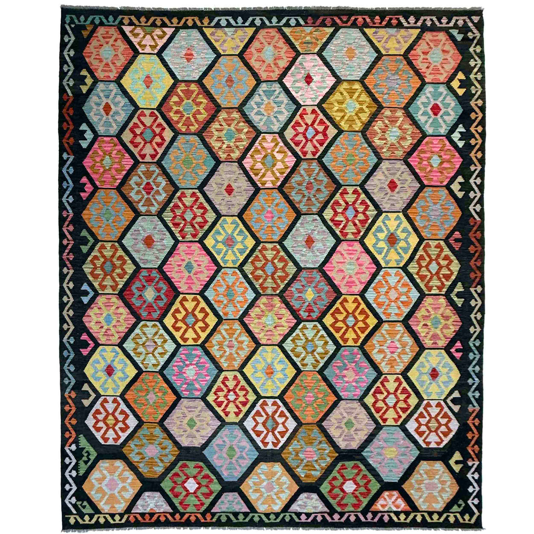 Afghan Vegetable Kilim Rug 8'2" x 11'3" Flat-Weave