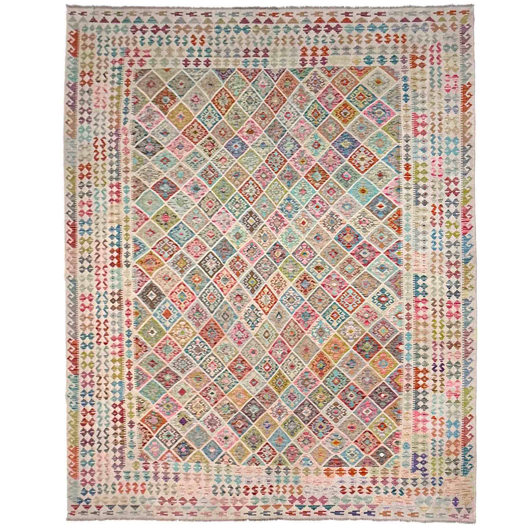 Afghan Vegetable Kilim Rug 10'7" x 13'0" Flat-Weave
