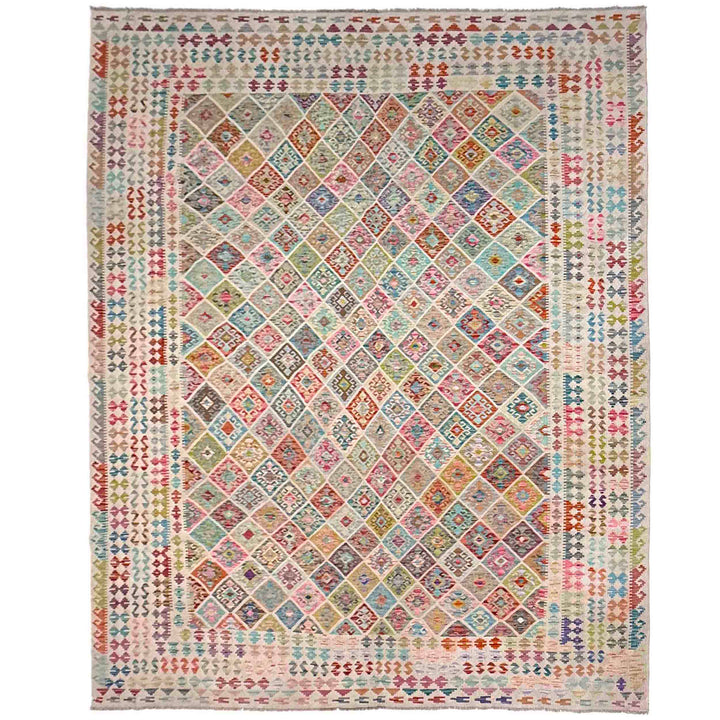 Afghan Vegetable Kilim Rug 10'7" x 13'0" Flat-Weave