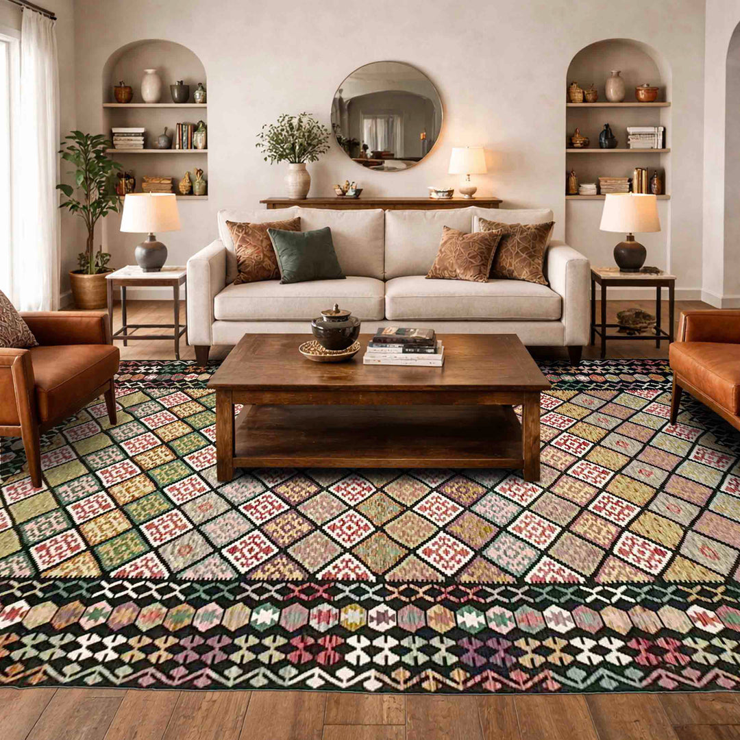 Multi Color ful Flat-Weave Wool Kilim 9' 9" x 16' 2" - No. AL711397