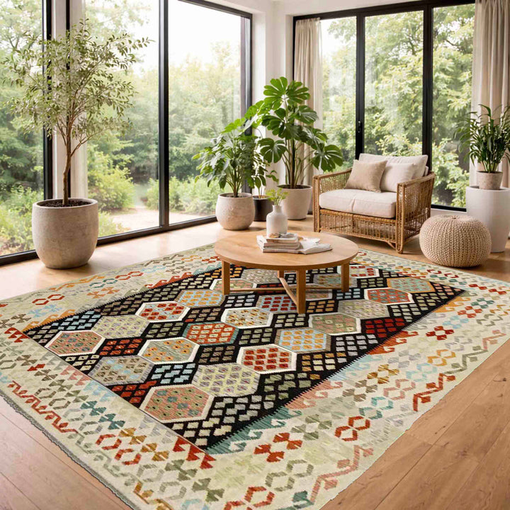 Handmade Turkish Design Wool Kilim 8' 1" x 11' 7" - No. AL468986