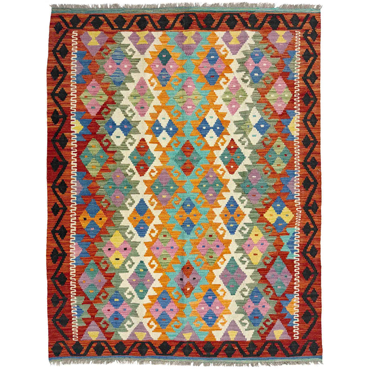 Hand Knotted Afghan Style Kilim 4' 4" x 6' 2" - No. AL272470