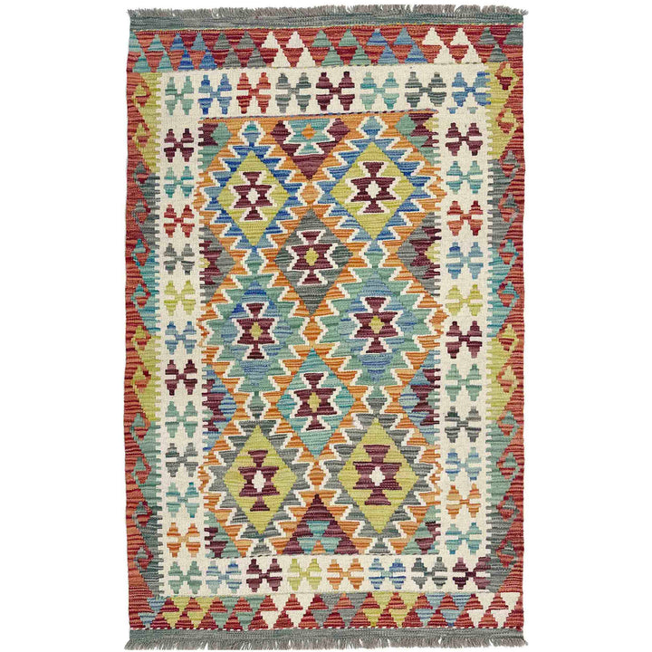 Hand Knotted Afghan Style Kilim 3' 4" x 5' 3" - No. AL969041