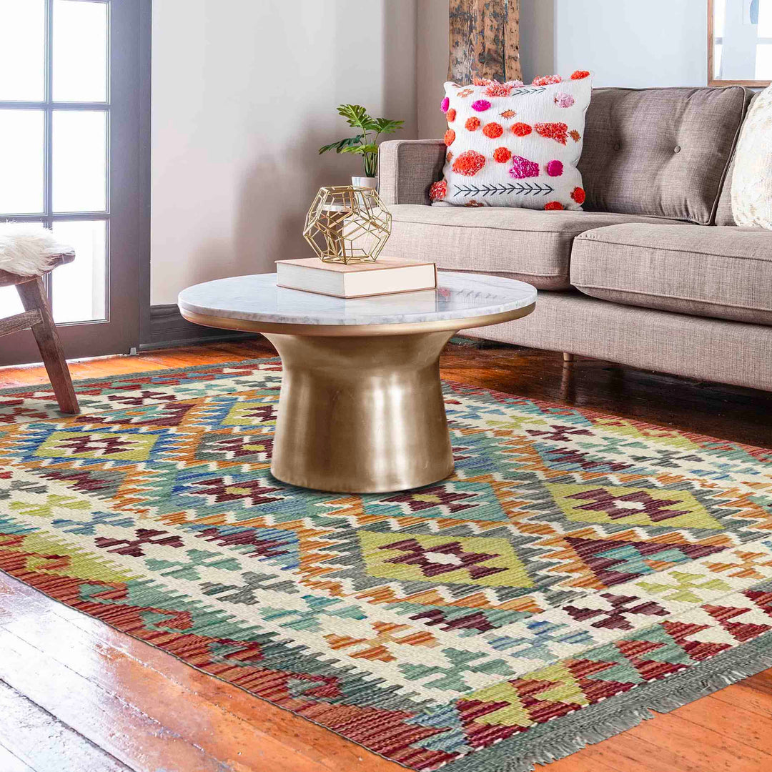 Hand Knotted Afghan Style Kilim 3' 4" x 5' 3" - No. AL969041