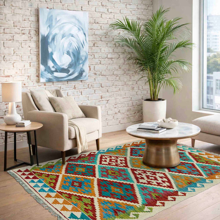 Hand Woven Wool Kelim 3' 0" x 4' 10" - No. AL361107