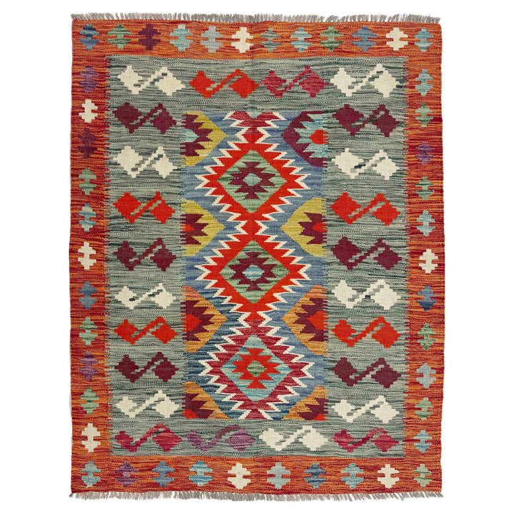 Handmade Turkish Design Wool Kilim 3' 9" x 4' 11" - No. AL957272
