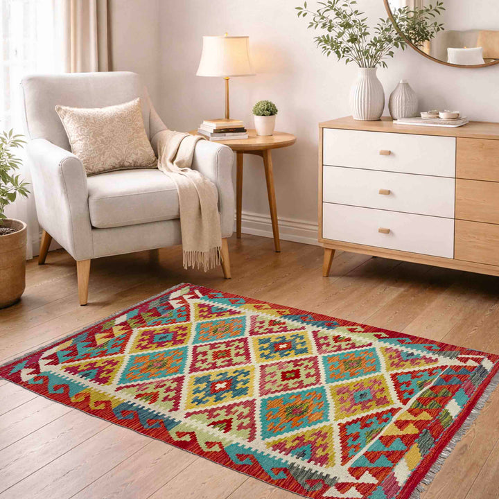 Small Size Chobi Kilim 3' 3" x 4' 9" - No. AL578903