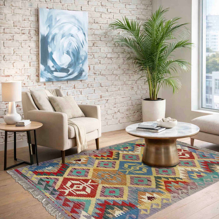 Handmade Turkish Design Wool Kilim 2' 7" x 4' 3" - No. AL306149